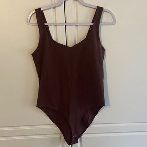 Girls' Brown Scoop-Neck One-Piece Bodysuit